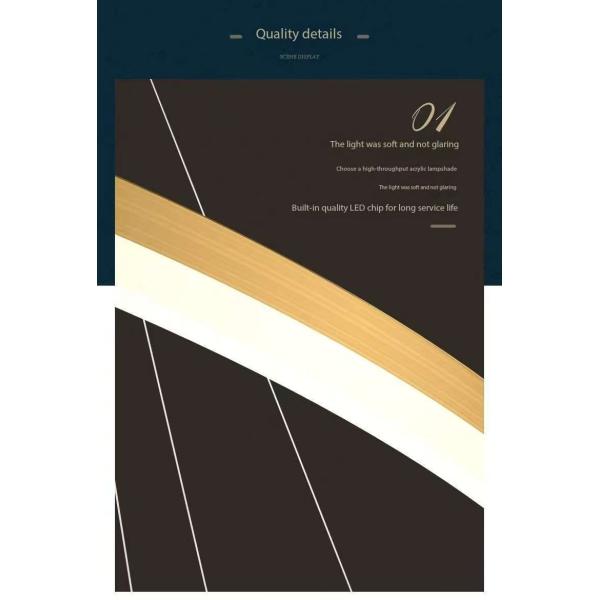 Luz de anillo redondo LED de aluminio de cáscara de oro 5 anillos luz de techo colgante para hotel villa