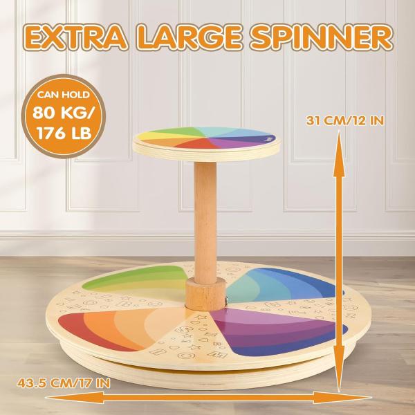 Wooden Spinner Seat Sit and Spin Bigger Size Laser Engrave Classic Spinning Activity Toy