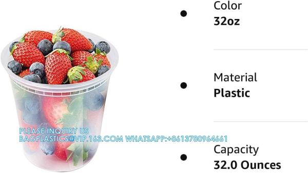 Deli Cup Bowl Containers, To Go Containers, Freezer Containers For Food-Microwave, Dishwasher Safe Eco-Friendly