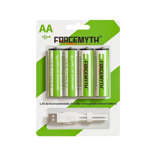 1.5V AA AAA Solid State Rechargeable 1500mAh 600mWh 1100mWh 2200mWh Type USB-C 10x43mm 1000 Cycles Battery