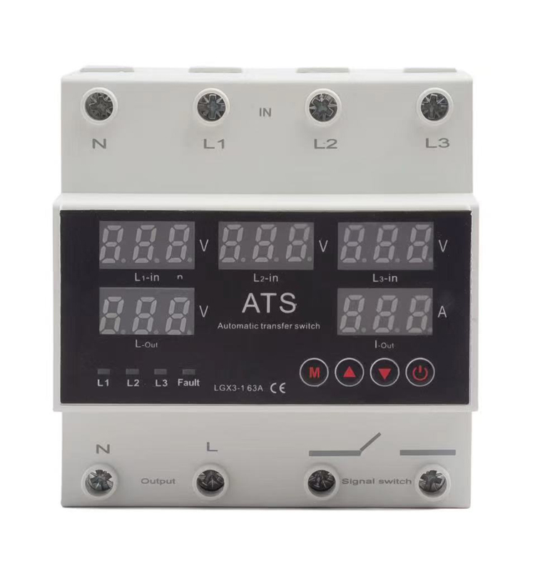 Automatic Transfer Switch (ATS) PC 63A/100A Three Phase Uninterrupted Power Stabilizer Voltage Protector Phase Selector