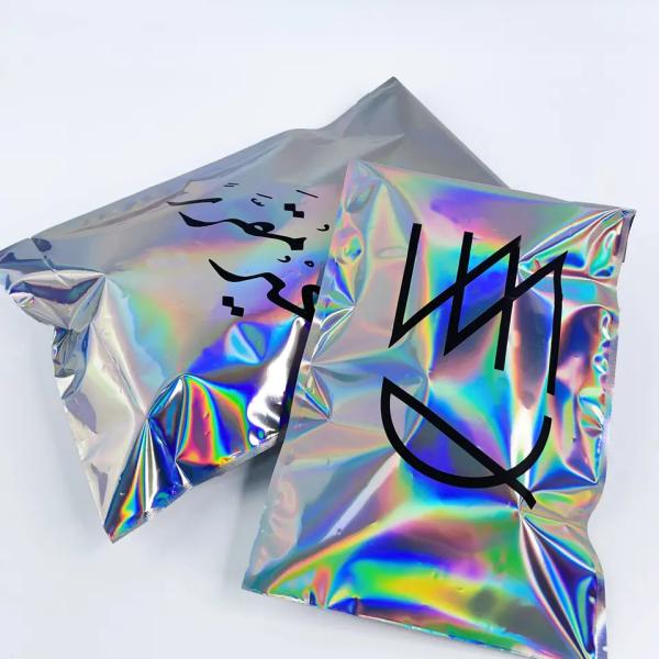 Holographic Metallic Foil Mailer Glitter Mailing Shipping Bags Metallic Rainbow Foil Self-Sealing Envelopes Courier