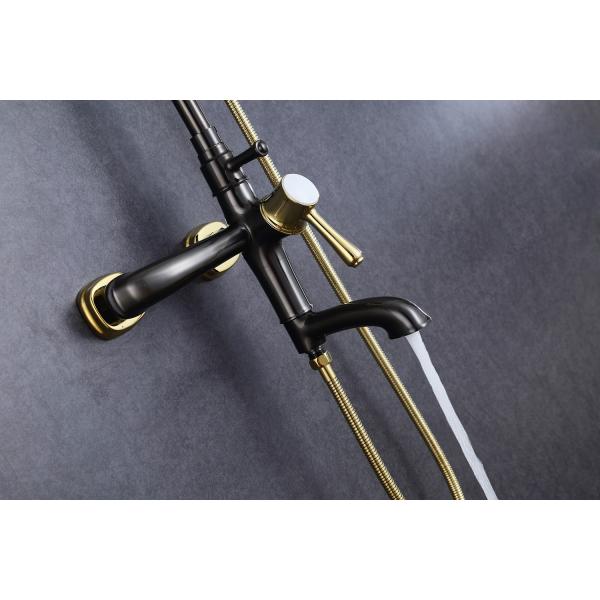Antique Brass Bathroom Shower Faucet Set with Metered Faucets and Rainfall Shower Head