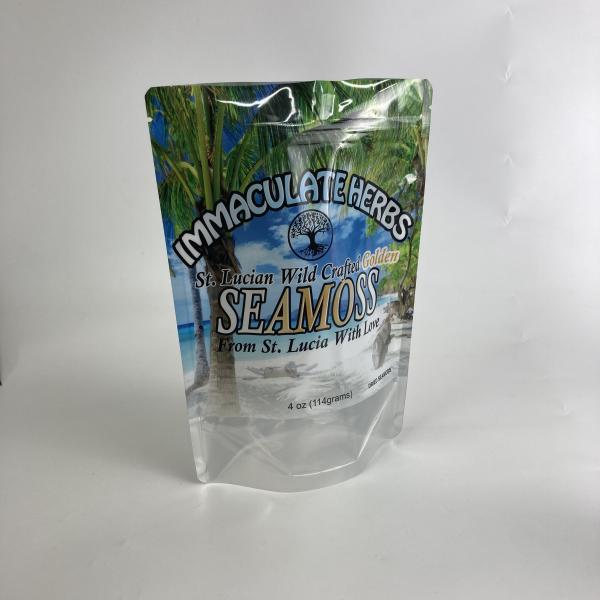 Food Grade Plastic Bags Custom Printed Packaging Bags for Seamoss Resealable Stand Up Zipper Pouches with Window