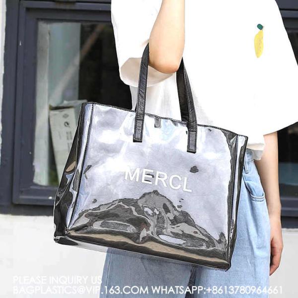 Tyvek Beach Tote Bag Customized Logo Shopping Bag Jelly Clear Plastic PVC Wholesale New Fashion Luxury Waterproof