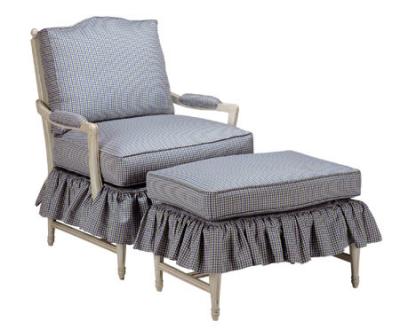 Cushion Fabric Sofa Skirt Upholstered Chair With Ottoman , Modern Chair And Ottoman