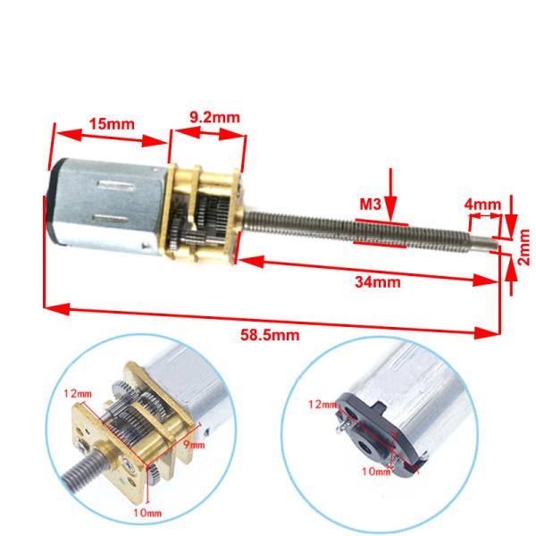 Изменяемая скорость RPM 1000rpm Ga12 N20 мини мотора шестерни DC M3*34 низкая