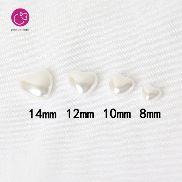 Wholesale 18-14mm Sewing Pearl Stones White Plastic Acrylic Beads Heart Pearls With Hole for Hairpin DIY