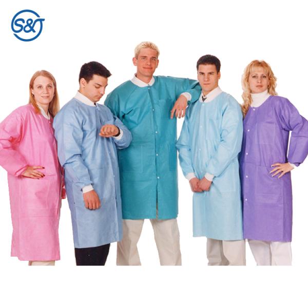 disposable lab coat blue full length SMS 42G