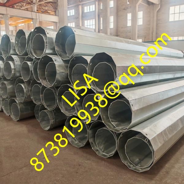 69KV 50FT Dodecagonal 1200KGF Hot Dip Galvanized Power Transmission Steel Poles