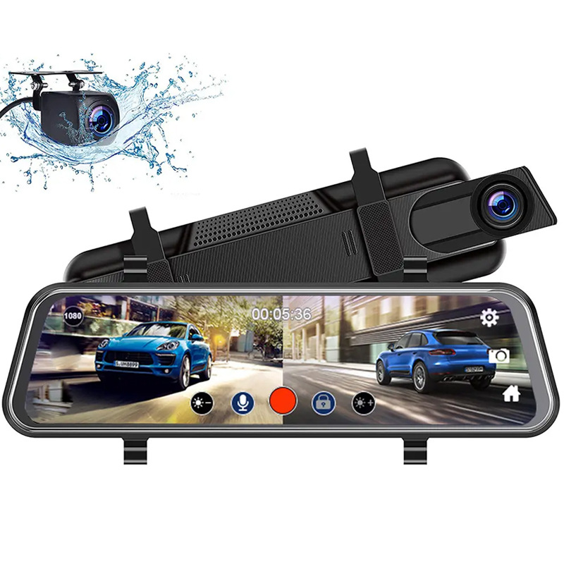 Multi Language Rearview Mirror Dash Cam 9.66 Inch Touch Screen HDR Night Vision