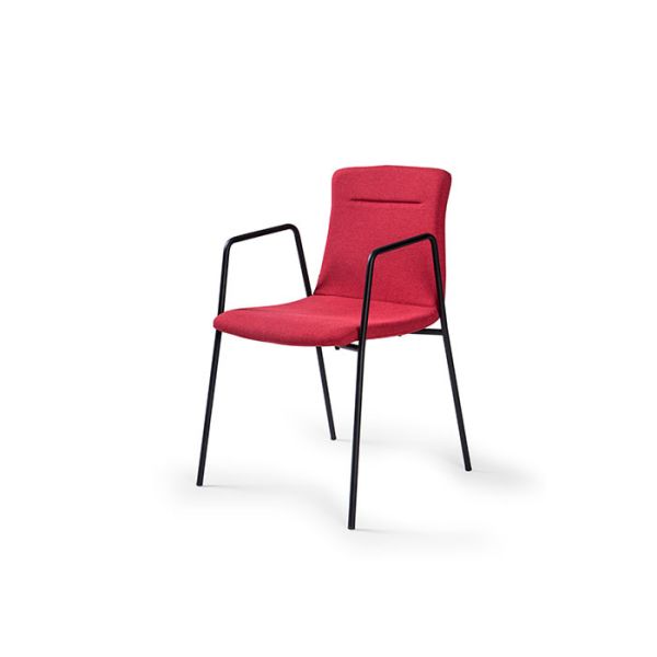Padded Stackable Meeting Armchair Safe With Architectural Black Metal Frame