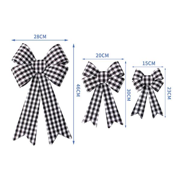 Large PVC Plastic Bow Christmas Wreath Bow for Xmas Decoration in Buffalo Plaid Check