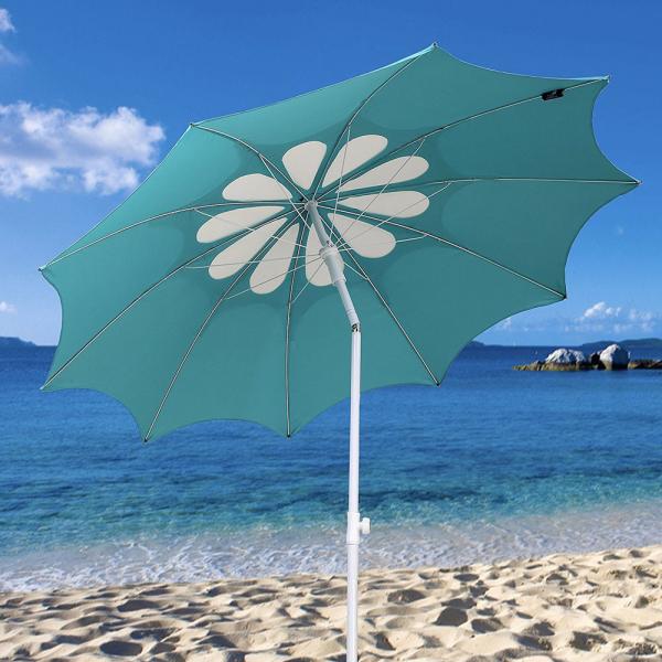7ft 10 Ribs Windproof Beach Outdoor Patio Umbrella Steel Pole