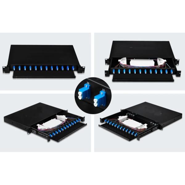 Instalación de bastidores LC SC 24 Cuadro de distribución de fibra óptica para 48 puertos MTP MPO ODF