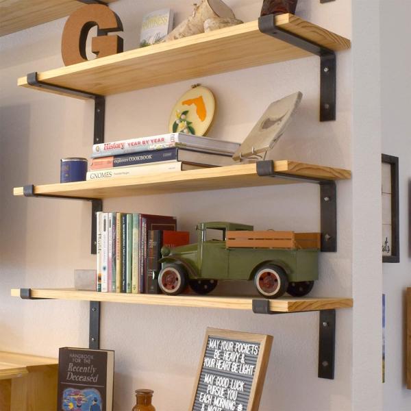 Garage and Kitchen Floating Shelves Hardware Heavy Duty Black Metal Brackets with Lip