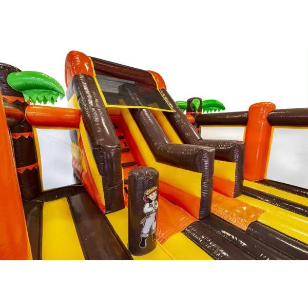 Inflatable Pirate Ship Theme Bouncy Castle with Slide and Customized Logo Acceptable