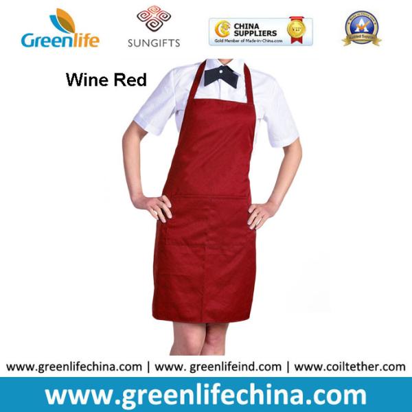 Plain stock aprons OEM rose color imprinted aprons for advertisment eco-friendly fabric