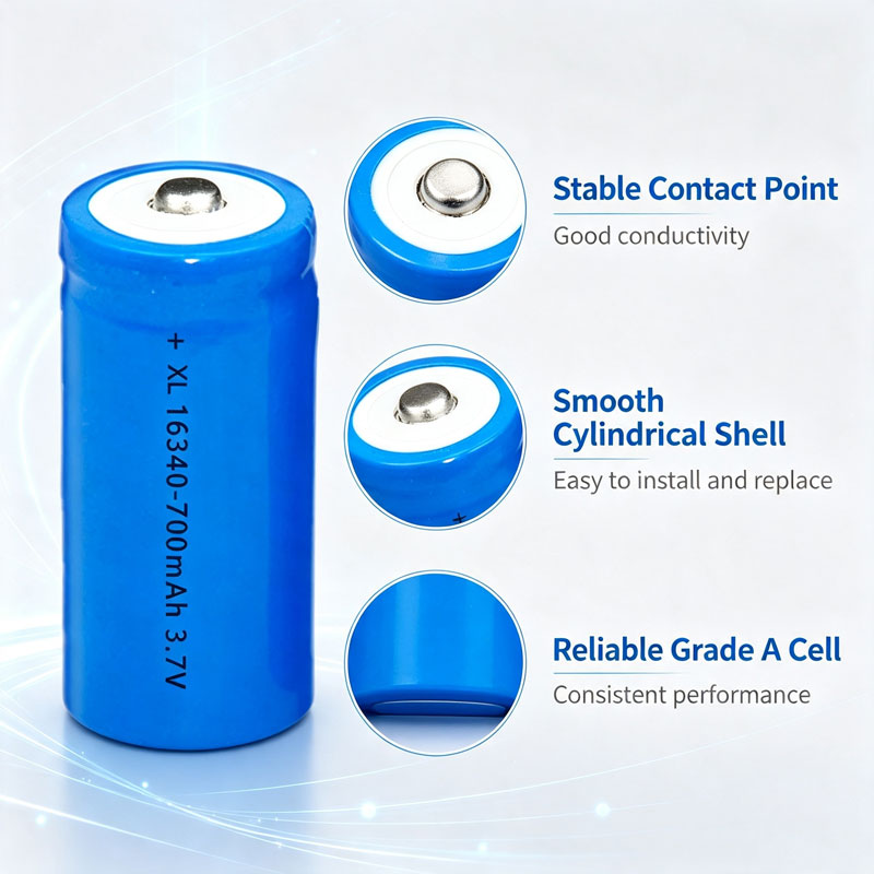 16340 700mAh 3.7V Li-ion Rechargeable Battery for Flashlight Laser Pointer