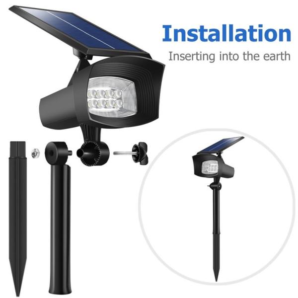 ABS Material 8leds 400 Lumens Solar Powered Spotlight Adjustable with 120° Beam Angle