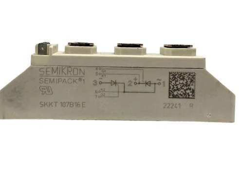 SKKT107B16E 1600V 107A Dual Thyristor Module Low VF 1.35V 2.4kA Surge AlN Ceramic Base Pressure Contacts SEMIPACK1 Isolated UL Certified for Soft Starters and Drives