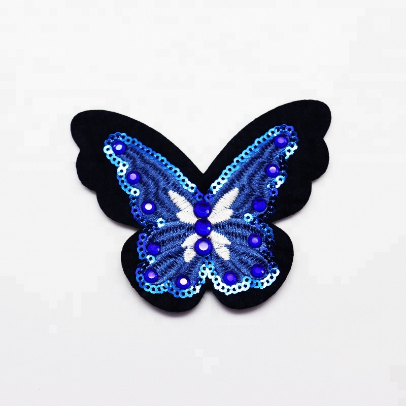 Customizable Mini Butterfly Sequin Embroidery Patches Handmade Design for Blouses and Clothing Customization