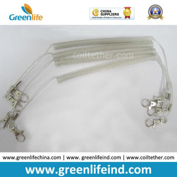 Transparent Clear Plastic PU Stainless Steel Core Coiled Tether Rope