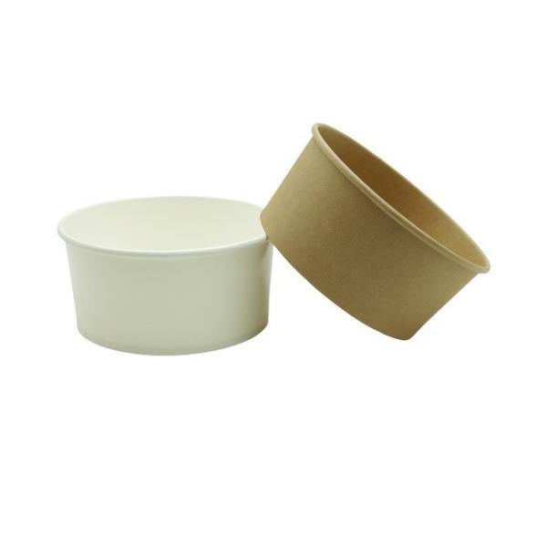 1800ml Disposable Paper Bowl Waterproof White Kraft Salad Bowl With Lid