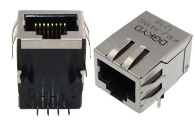 Surface mount shielded right angle ethernet rj45 connector 100 BASE - TX Y/G LED