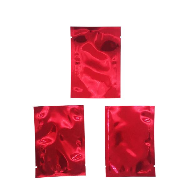 Nice Bright Red Metallic Flat Vacuum Seal Mylar Pouch Bags for Flower Tea, Green Tea, Red Tea Leaves Packaging