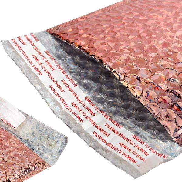 CTCX Custom Mailing Shipping Metallic Holographic Padded Insulated Mailers Foil Glitter Bubble Mailers Metallic Bubble Gift Bag