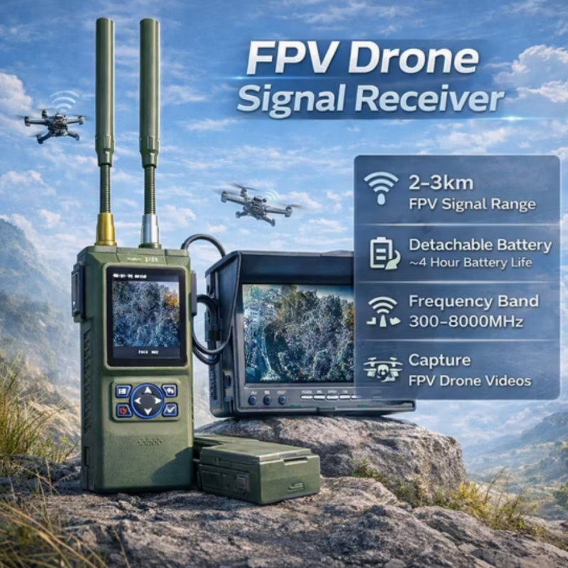 Portable Handheld Drone Detector with 3km Detection Range and Dual Omnidirectional Antenna for UAV Detection