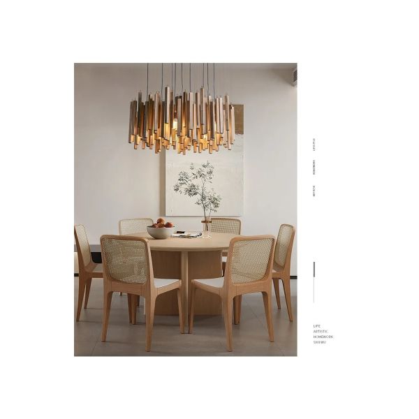 Dining Living Room Farmhouse Kitchen Table Solid Wood Led Pendant Chandelier Lamp Retro Wooden Hanging Chandelier (WH-VP-320)