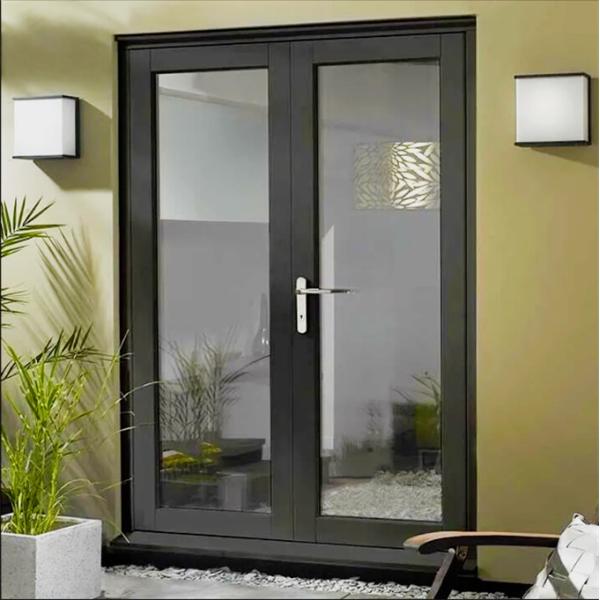 70mm Width Aluminum Double Glass Casement Doors With Waterproof And Soundproof Design