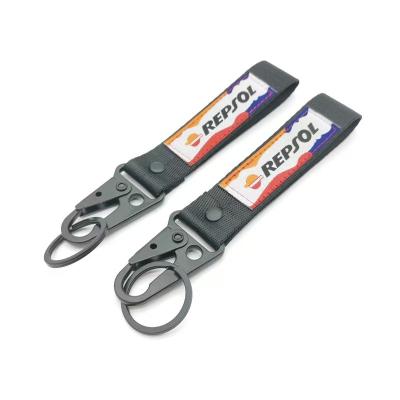 Chaîne à clefs en laine tissée de style REPSOL - Logo Jacquard dynamique et matériel antidérapant - Emballage prêt à l'emploi