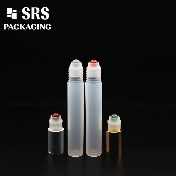 SRS empty cosmetic 15ml plastic bottle with colored roller ball