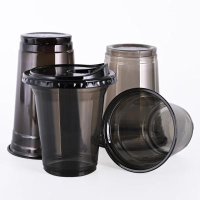 Recyclable Transparent Black Custom Printed Pet Cups For Juice Milk Tea
