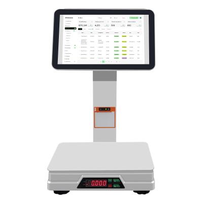 Terminal de point de vente à double écran tactile 15,6+14 pouces avec balance, lecteur de codes-barres et imprimante thermique pour la vente au détail