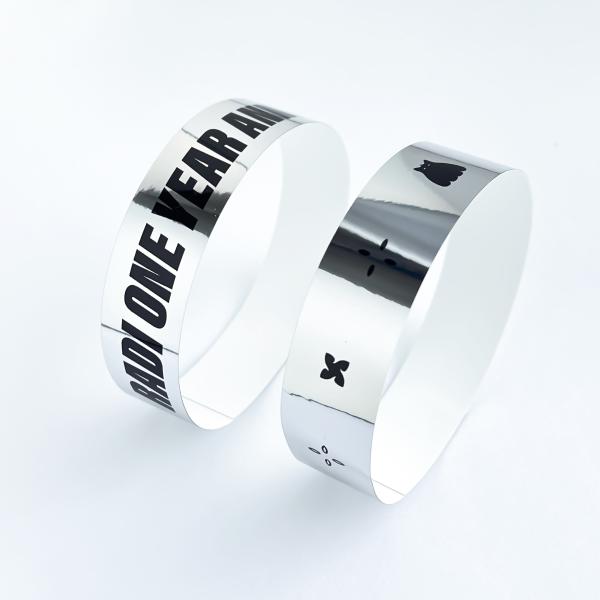Plastic Occasion Party Wristbands with Personalized Logo and Glitter Holographic