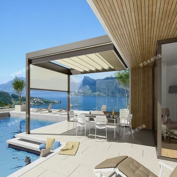 Voile d'ombrage rétractable en aluminium commercial de qualité supérieure, multifonctionnel et durable pour jardin/terrasse/tonnelle