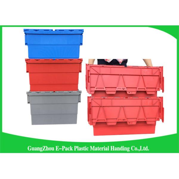 Red Plastic Attached Lid Containers / 43L Plastic Storage Bins