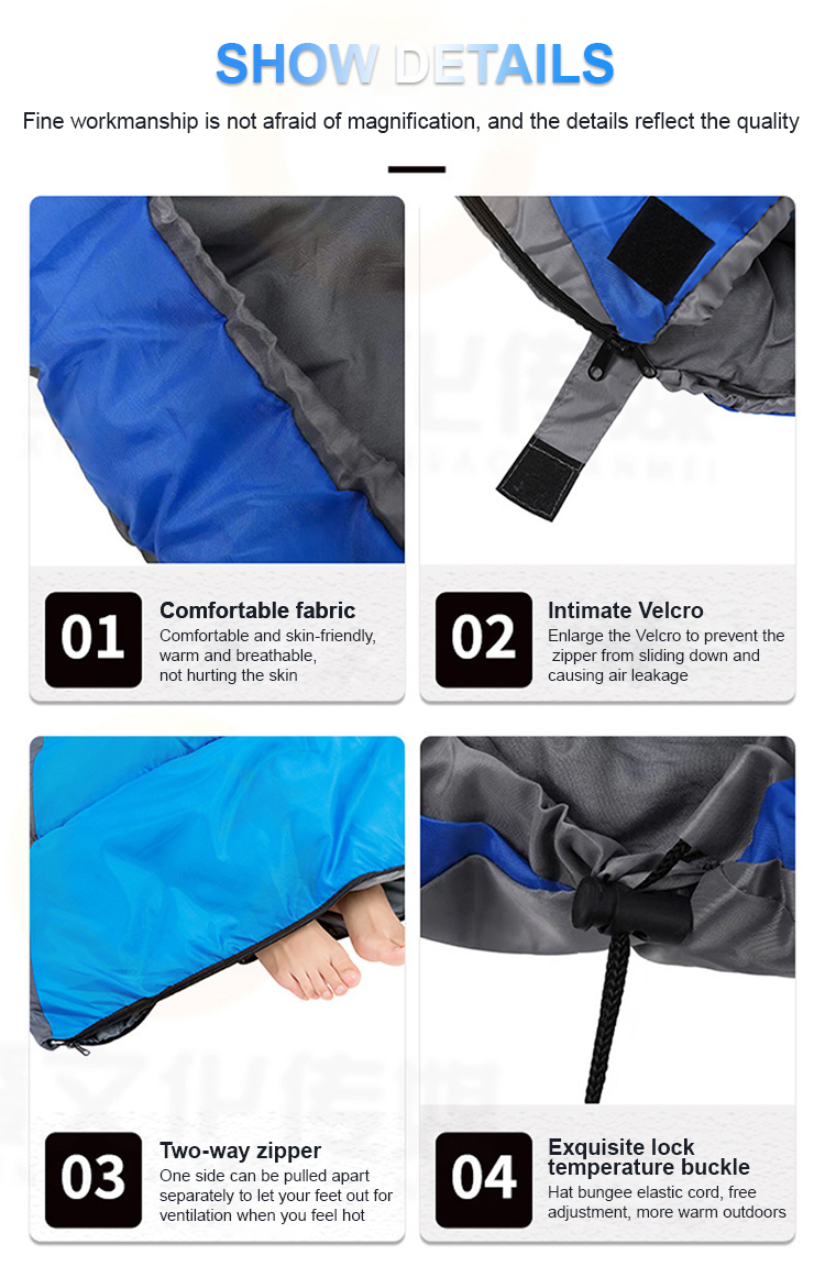 Factory Custom Logo Envelope Sleeping Bag Camping Outdoor Emergency Waterproof Breathable Portable Waterproof Sleeping Bags