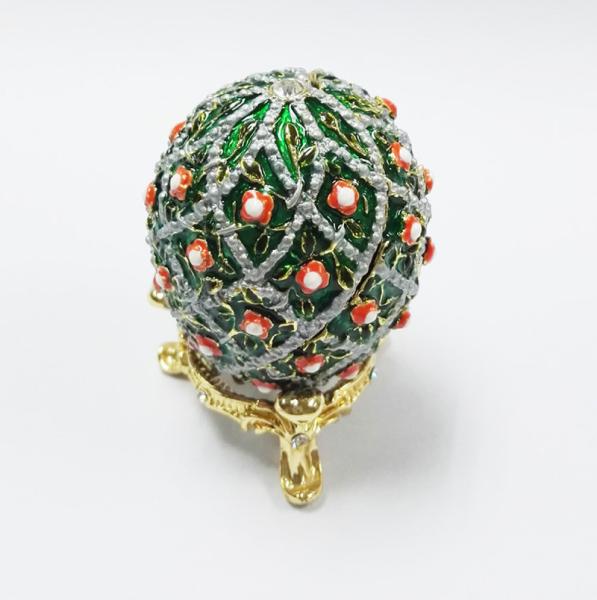Faberge Egg Trinket Jewelry Box with Rose for Sale Rose Jewelry Trinket Box Rose Green Egg Christmas Wedding Gift