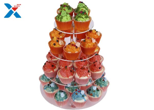 Round Crystal Acrylic Cupcake Stand , Three Tier Acrylic Wedding Cake Display Stand
