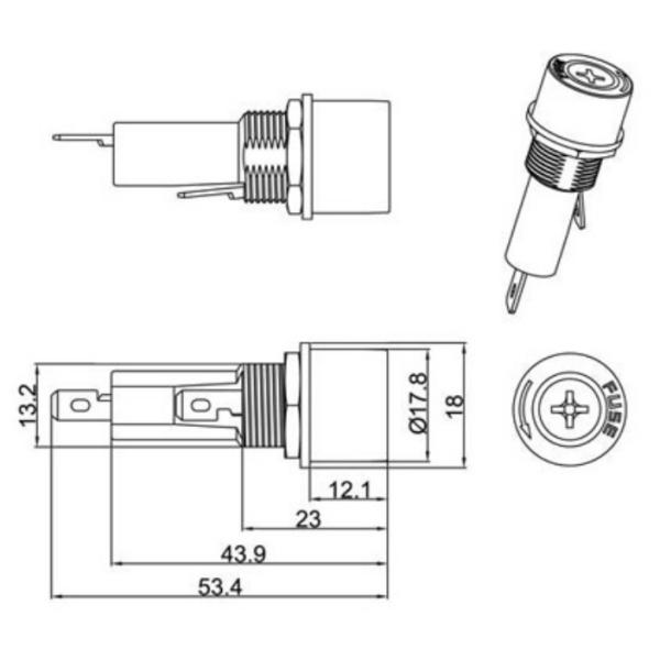 R3-22 H3-22 10A 250V Свинцовая крышка держателя предохранителя для 6x30 мм предохранителя Type Screw Off