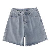 Shorts bleus adaptés aux besoins du client de denim de rétro lavage de broderie d'habillement de denim de femme