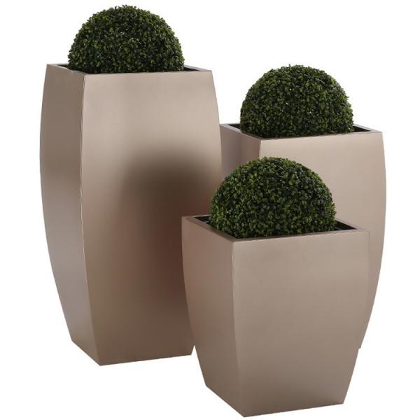 Arc Shaped Metal Bucket Flower Pot Hairline Stainless Steel Garden Pots