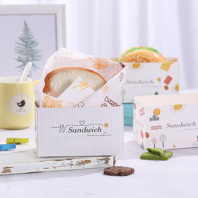 Breakfast Sandwich Toast Dessert Takeaway Boxes 255*170*80mm