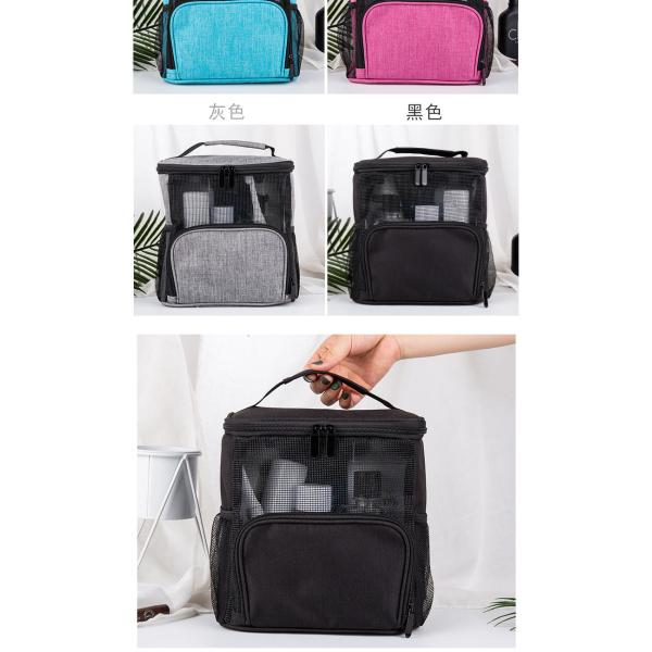 Custom Logo Large 300D Oxford Makeup Toiletry Bag Mesh Hanging Travel For Women Mens Wash