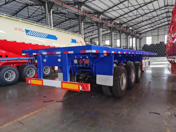 3 Axles Flat Truck Semi Trailers 80 Tons Flatbed Trailer Container